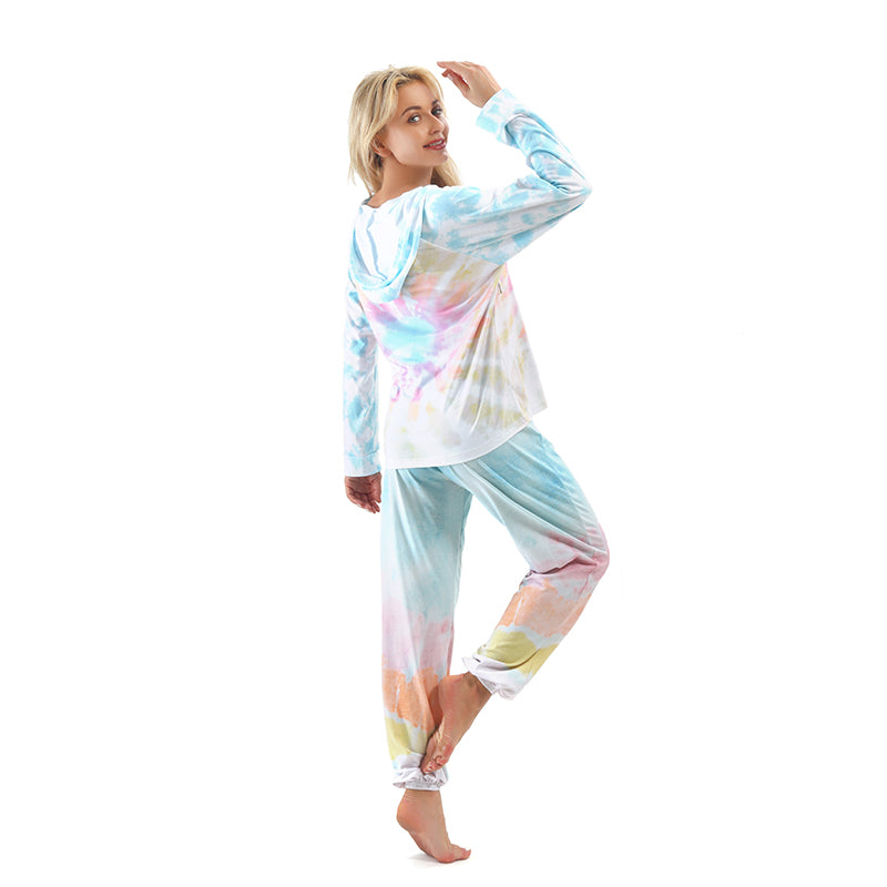 Stylish 2Pcs Tie Dye Hooded Loungewear - sharpe elegance1 stylish-2pcs-tie-dye-hooded-loungewear, 