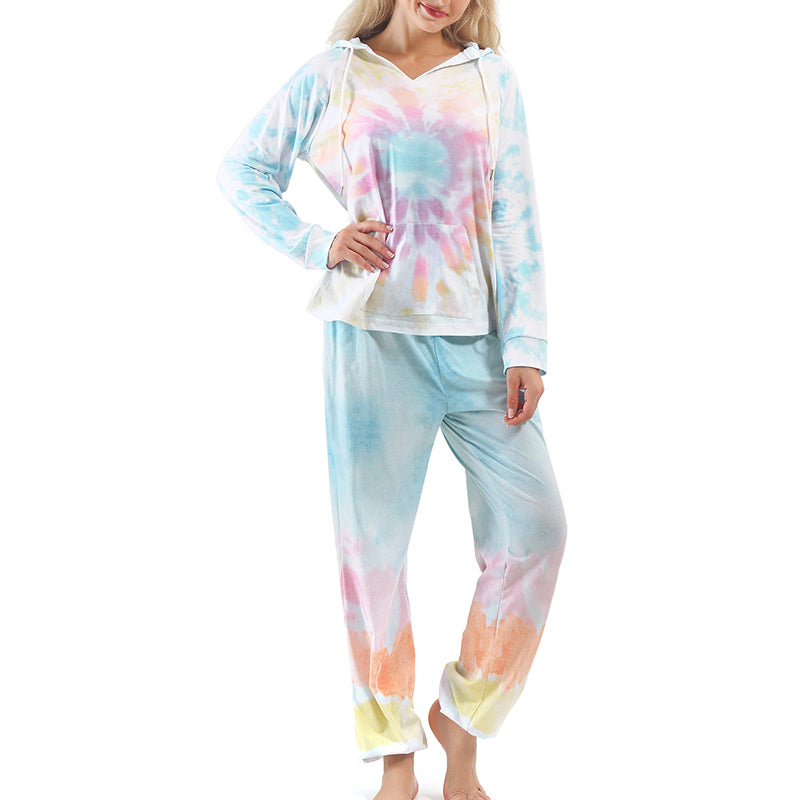 Stylish 2Pcs Tie Dye Hooded Loungewear - sharpe elegance1 stylish-2pcs-tie-dye-hooded-loungewear, 