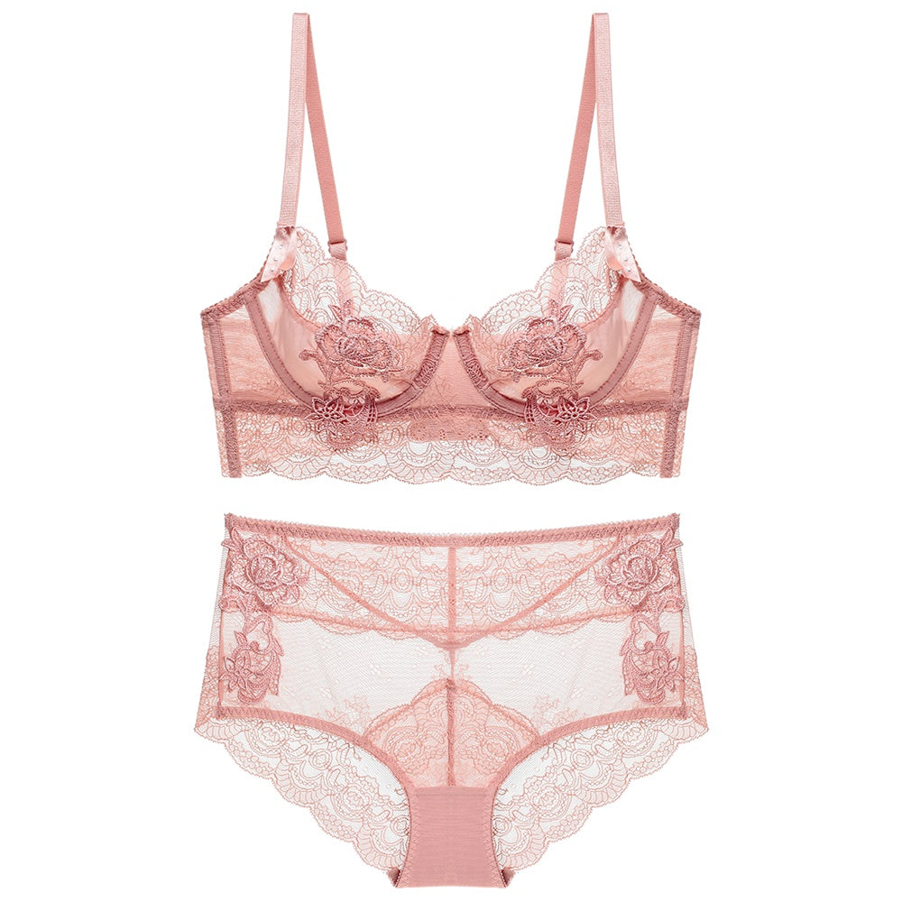 Transparent Flower Lace Bra Set - sharpe elegance1 transparent-flower-lace-bra-set, 