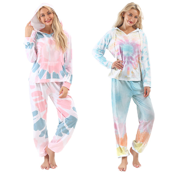 Stylish 2Pcs Tie Dye Hooded Loungewear - sharpe elegance1 stylish-2pcs-tie-dye-hooded-loungewear, 