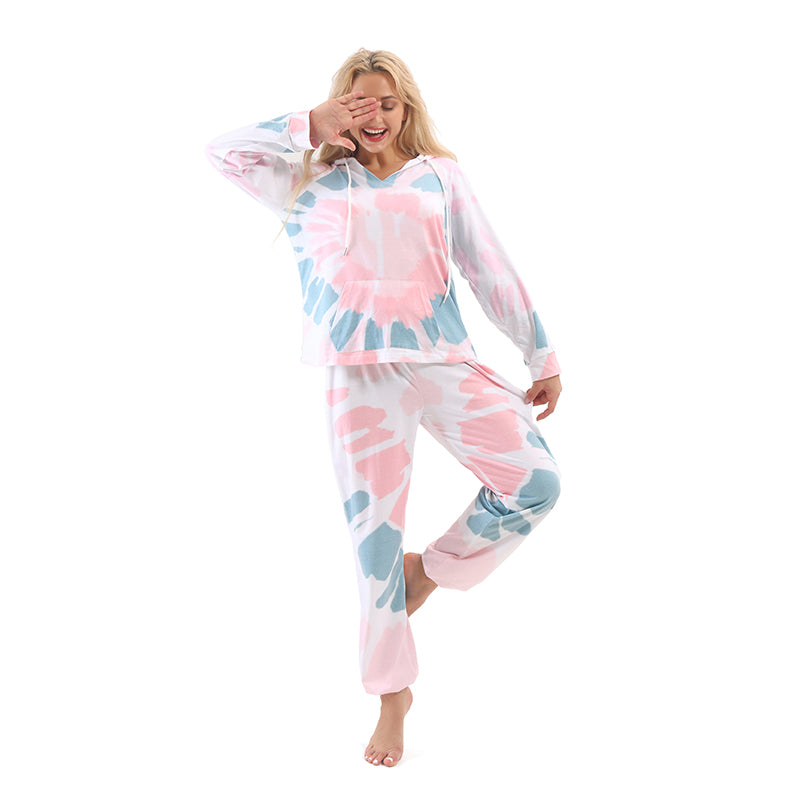 Stylish 2Pcs Tie Dye Hooded Loungewear - sharpe elegance1 stylish-2pcs-tie-dye-hooded-loungewear, 