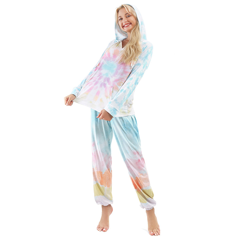 Stylish 2Pcs Tie Dye Hooded Loungewear - sharpe elegance1 stylish-2pcs-tie-dye-hooded-loungewear, 