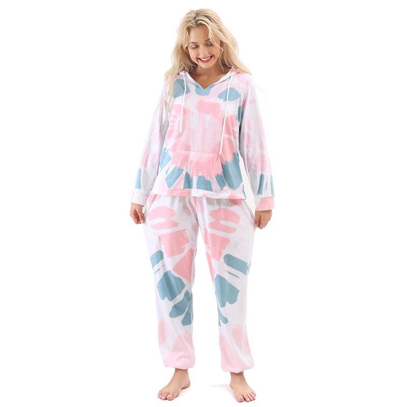 Stylish 2Pcs Tie Dye Hooded Loungewear - sharpe elegance1 stylish-2pcs-tie-dye-hooded-loungewear, 