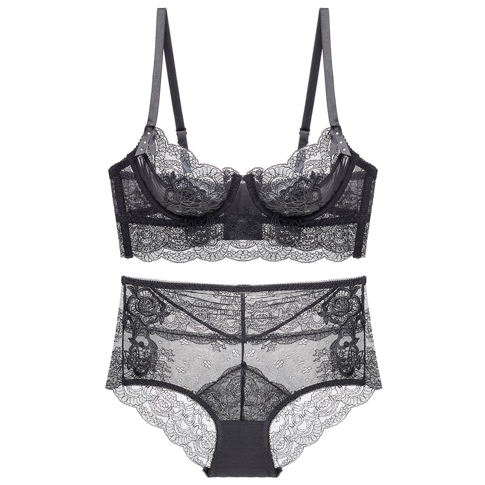 Transparent Flower Lace Bra Set - sharpe elegance1 transparent-flower-lace-bra-set, 